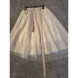 Women S Vtg. Nylon cream tulle half slip skirt fairy beads ballet Y2K layers Fem